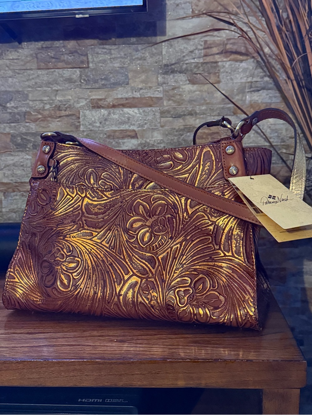 Patricia Nash Leather Tote Bag Romina W Wallet Tan/gold 2 PC Tobacco Fields NWT